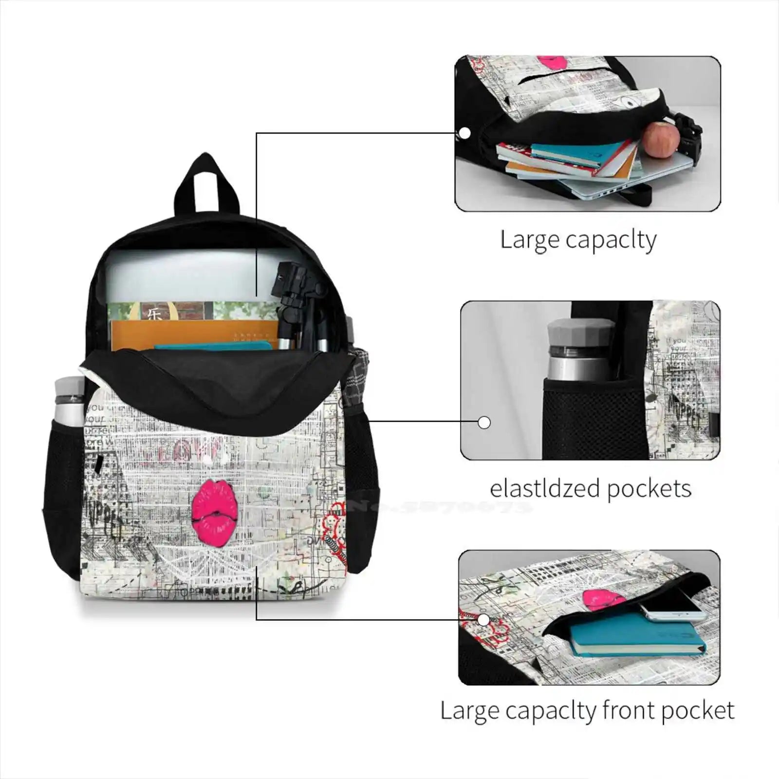 Abstract Dinosaur Art Student Backpack Laptop Travel Bag