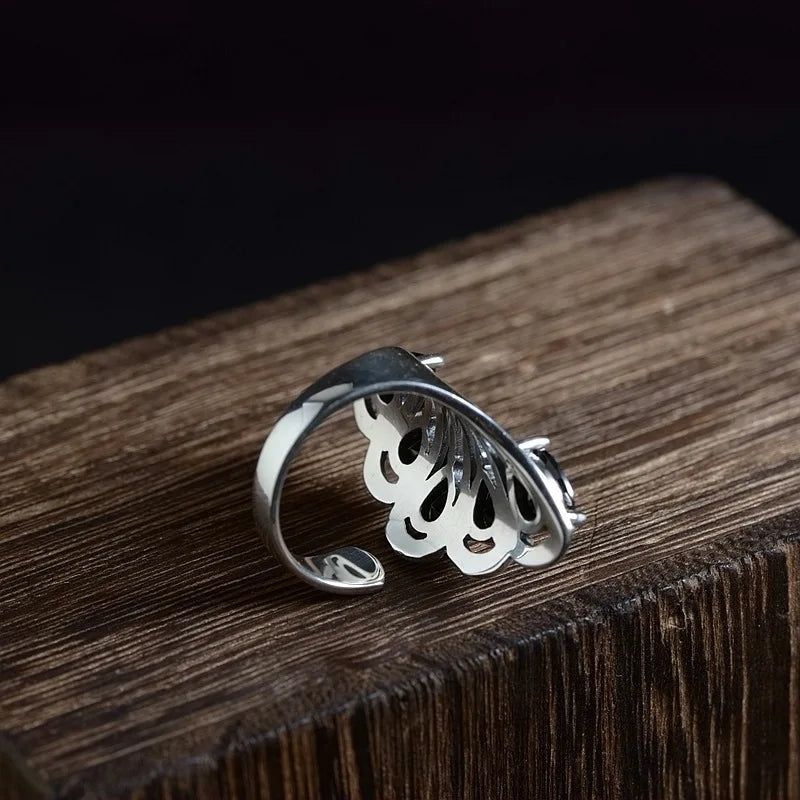 S925 Silver Vintage Style Zircon Inlay Ring for Women