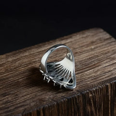 S925 Silver Vintage Style Zircon Inlay Ring for Women