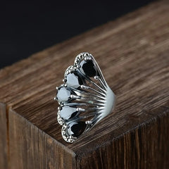 S925 Silver Vintage Style Zircon Inlay Ring for Women
