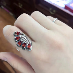 S925 Silver Vintage Style Zircon Inlay Ring for Women