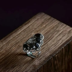 S925 Silver Vintage Style Zircon Inlay Ring for Women