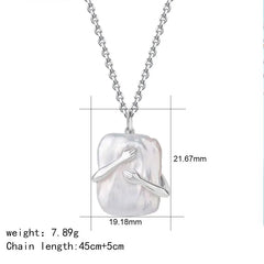 S925 Silver Women's Pearl Necklace Couple Hug Pendant Chain 2021
