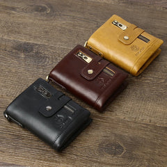 Engraved Name Men's Leather Wallet Picture Short Purse RFID Father's Gift