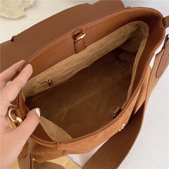 SCOFY Faux Suede Shoulder Bag for Women Widen Strap Handbag