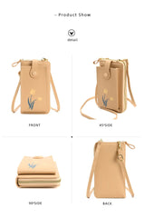 SCOFY Floral Small Phone Bag Women PU Leather Crossbody Mini Shoulder Purses Han