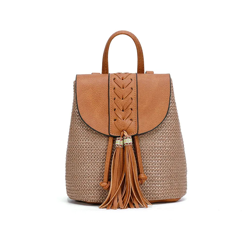 SCOFY Knitted Beach Bag Backpacks for Women Tassel Satchel Backpack Purse