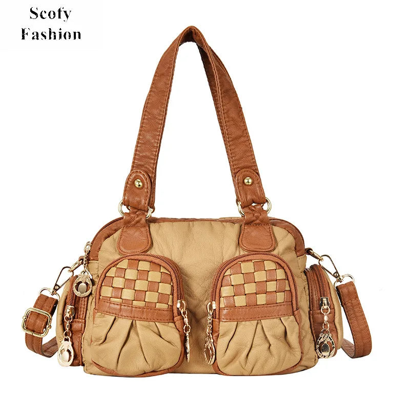 SCOFY Soft PU Leather Shoulder Bags for Women Tote Bags Purses