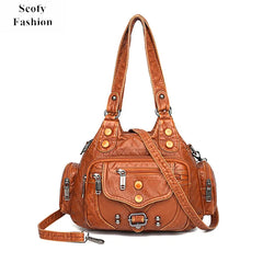 SCOFY High Woman Messenger Bag Soft Leather Handbags Famous Women Shoulder Tote