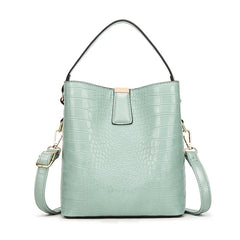 SCOFY Serpentine PU Leather Bucket Bag Small Handbag Crossbody Bag