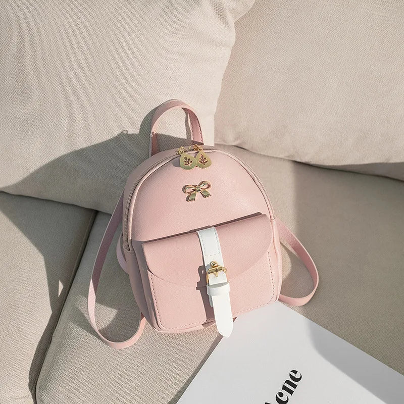 Leisure Women's Bowknot Backpack Solid Crossbody Bag