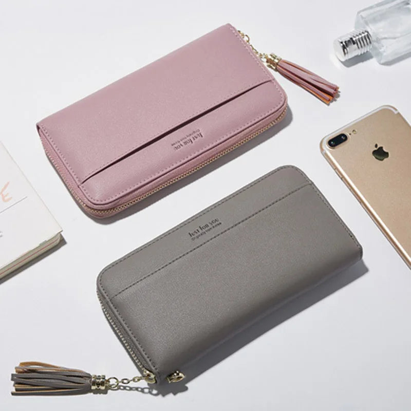 Tassel Long Zipper Women Wallets Clutch Purse Money Bags
