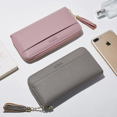 Tassel Long Zipper Women Wallets Clutch Purse Money Bags