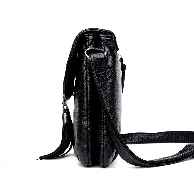 Tassels Crossbody Bag Soft Leather Purses And Handbag Women Shoulder Messenger B