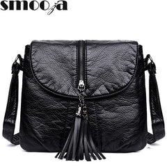Tassels Crossbody Bag Soft Leather Purses And Handbag Women Shoulder Messenger B