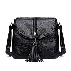 Tassels Crossbody Bag Soft Leather Purses And Handbag Women Shoulder Messenger B