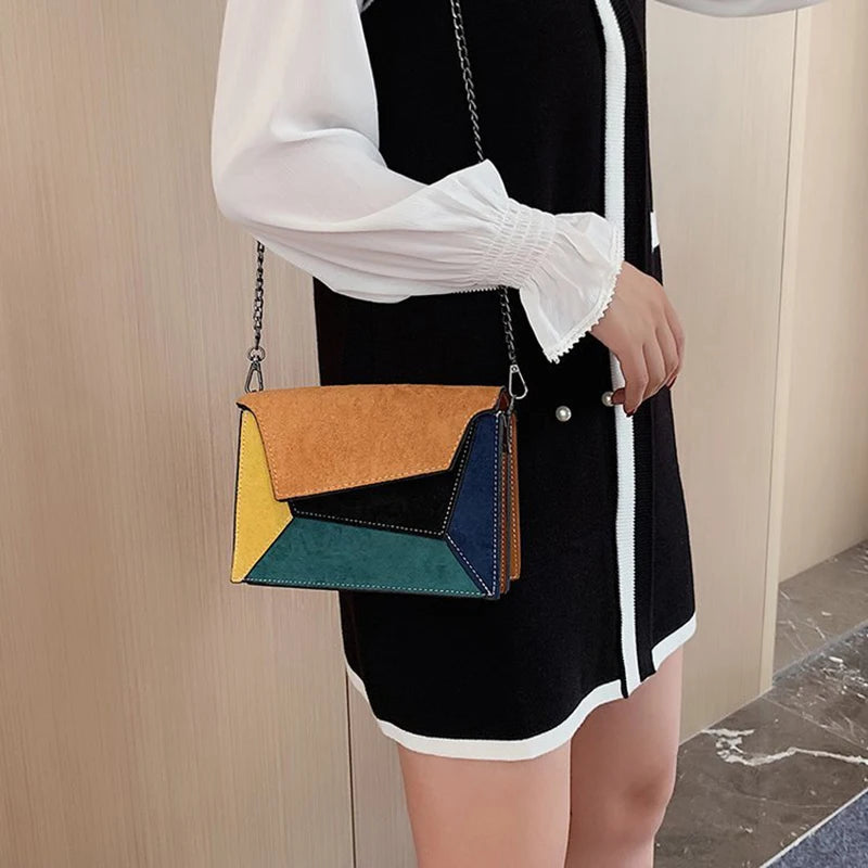 Retro Matte Crossbody Bag Chain Strap Small Flap Criss-cross Shoulder Bag