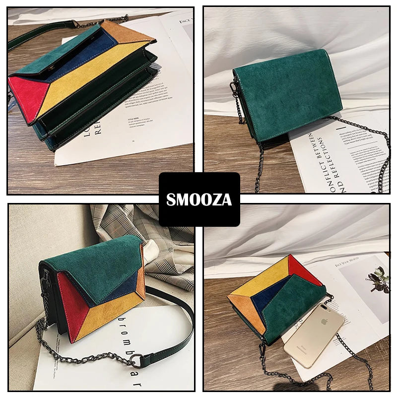 Retro Matte Crossbody Bag Chain Strap Small Flap Criss-cross Shoulder Bag