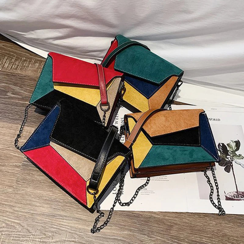 Retro Matte Crossbody Bag Chain Strap Small Flap Criss-cross Shoulder Bag