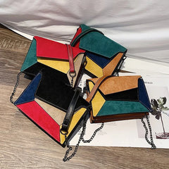 Retro Matte Crossbody Bag Chain Strap Small Flap Criss-cross Shoulder Bag