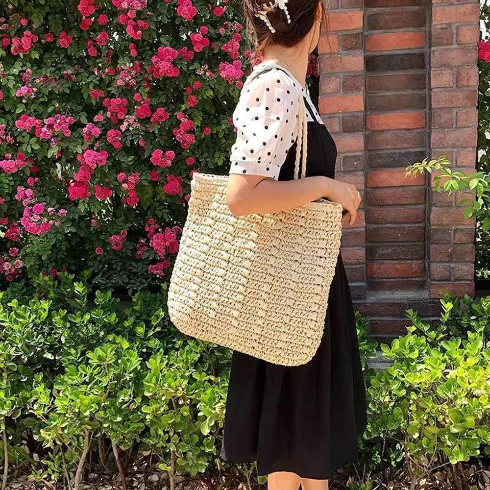 Straw Bucket Totes Women Shoulder Bags Beach Bag Ladies Hand Bags Female