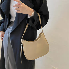Half-Moon Small Shoulder Underarm Bag Spring PU Leather Handbag Tote