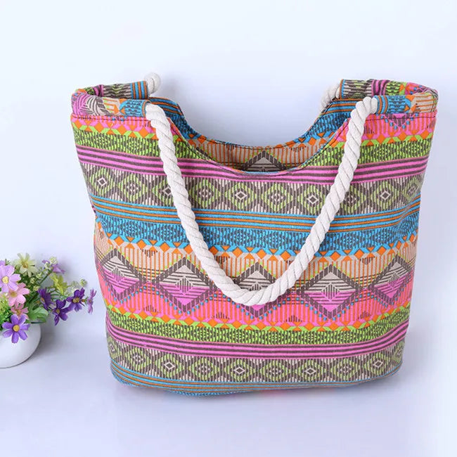 Animal Print Canvas Bags Women Elephant Print Shoulder Bags Big Capacity