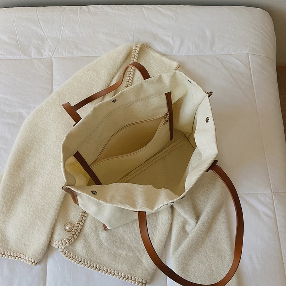Letter Graphic Shoulder Tote Bag Female Canvas Shopping Bag