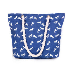 Canvas Horse Print Shoulder Bag Casual Sling Handbag