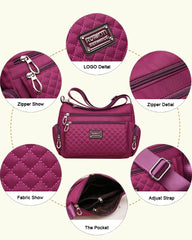 Nylon Crossbody Shoulder Bag for Women Waterproof Messenger Large Capacity Purse