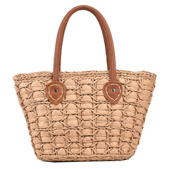 Straw Bucket Bag for Women Summer Weave Beach Basket Top Handle Handbags