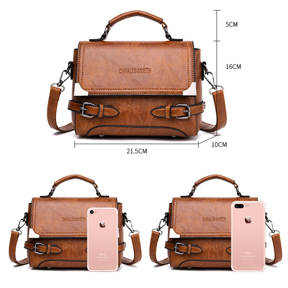 Vintage Leather Top-handle Bags Women Handbags Purse Shoulder Bag