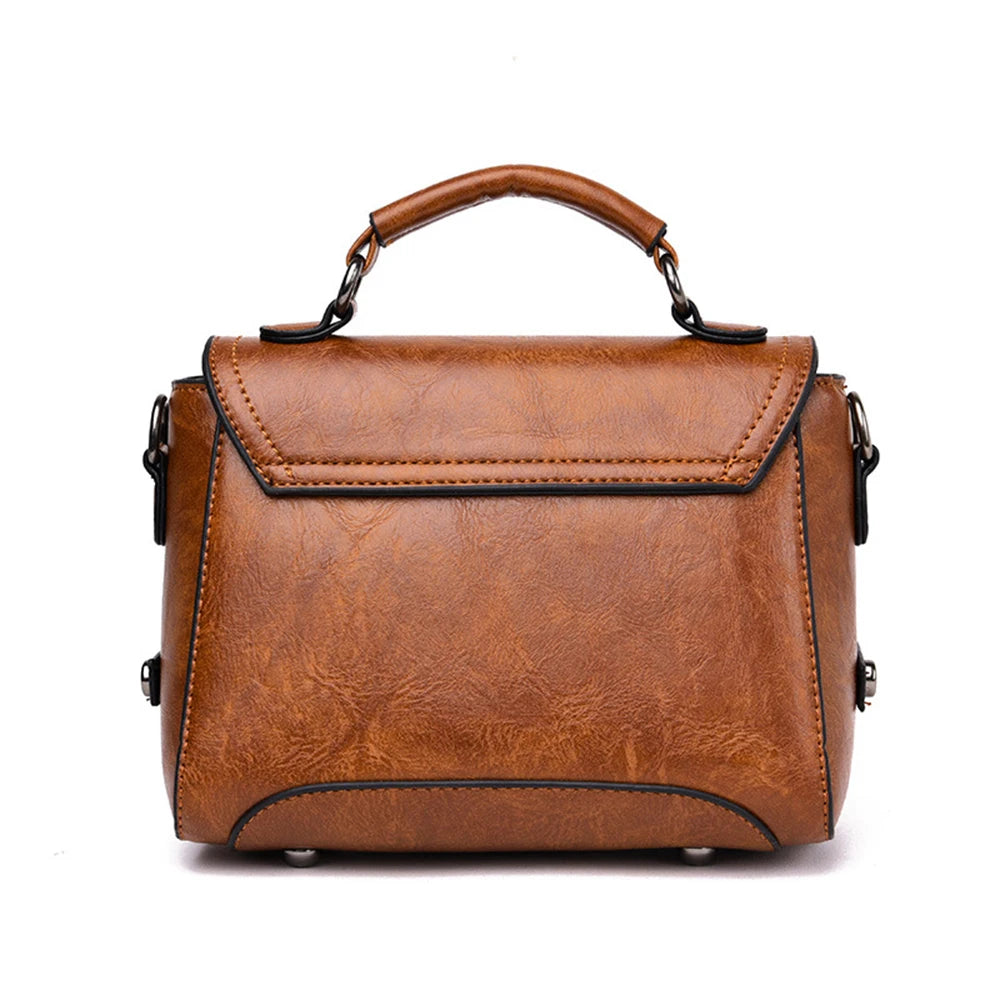Vintage Leather Top-handle Bags Women Handbags Purse Shoulder Bag