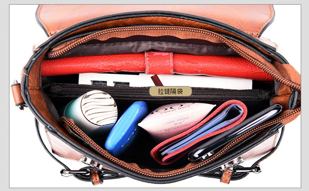 Vintage Leather Top-handle Bags Women Handbags Purse Shoulder Bag