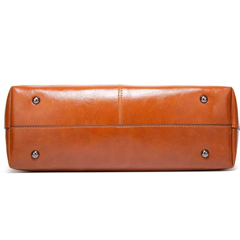 Vintage Oil Wax Leather Handbags For Women High Capcaity Shoulder Bags