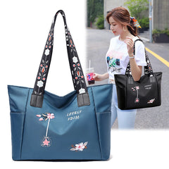 Spring Female Canvas Embroidery Shoulder Bag Environmental Storage Handbag