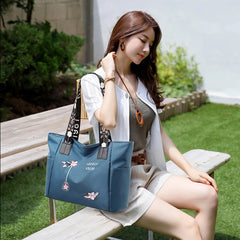 Spring Female Canvas Embroidery Shoulder Bag Environmental Storage Handbag