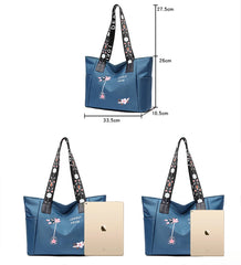 Spring Female Canvas Embroidery Shoulder Bag Environmental Storage Handbag