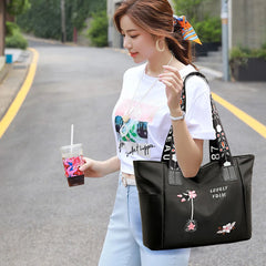 Spring Female Canvas Embroidery Shoulder Bag Environmental Storage Handbag