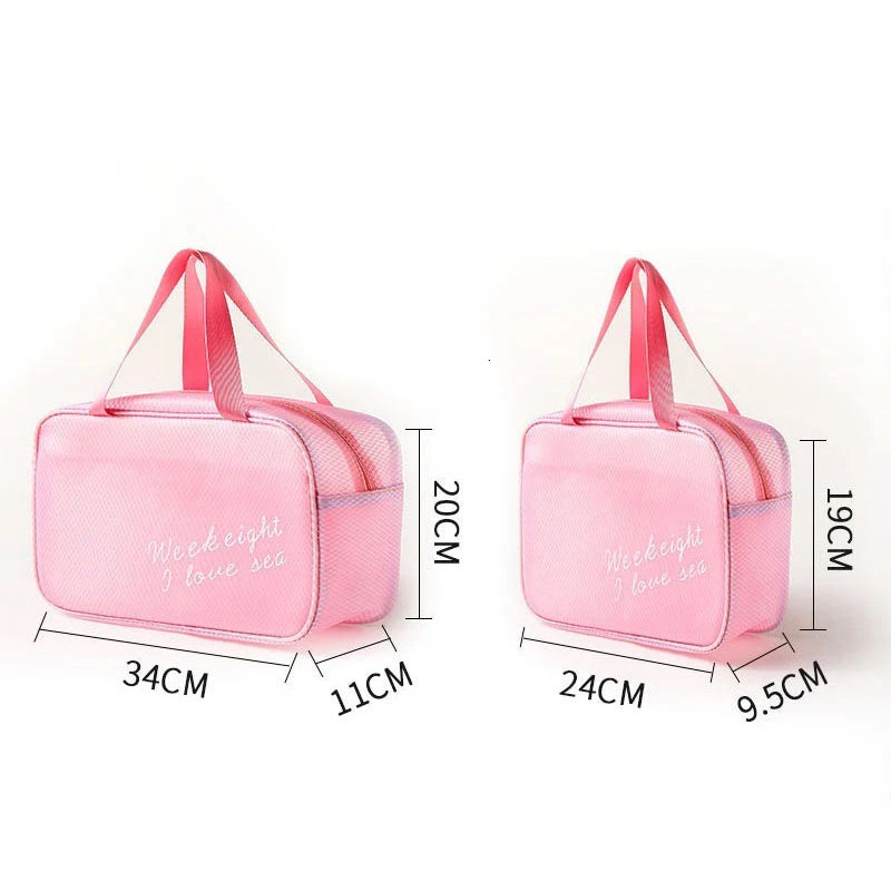 2PCS Pvc Travel Makeup Bag Organizer Waterproof Women Cosmetic Bags