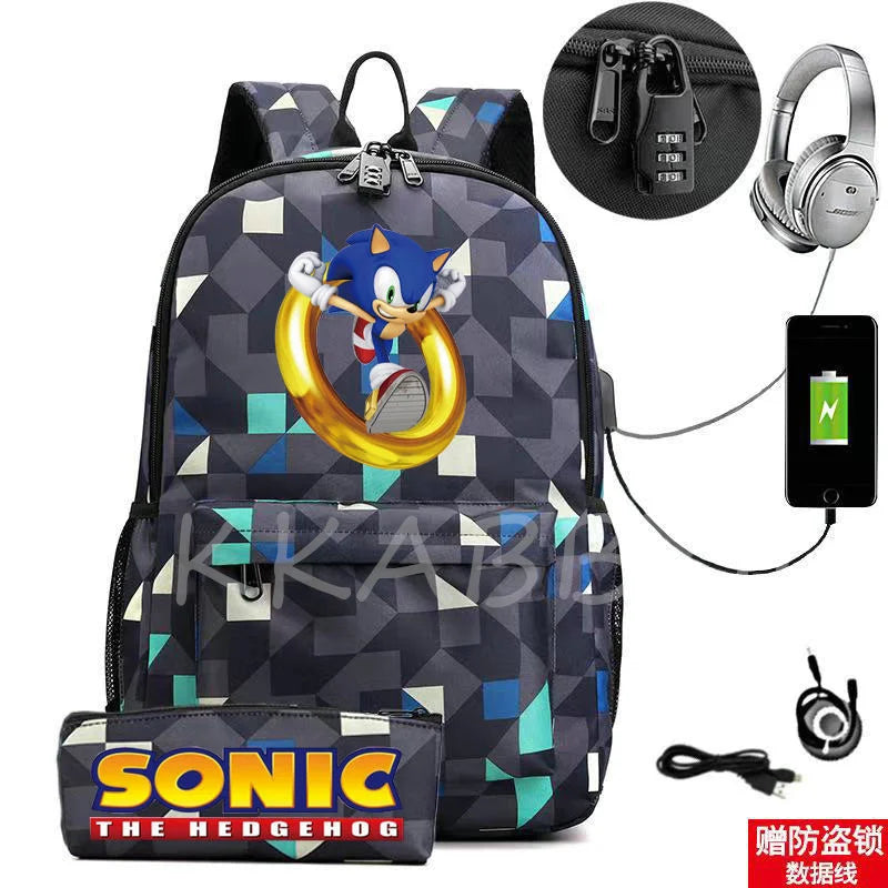 2Pcs Student Anti-Theft Backpack for Boys Girls