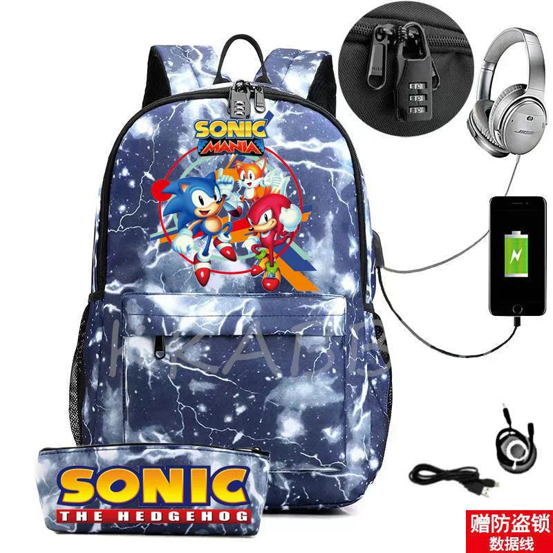 Canvas Anti-Theft USB Charge Backpack for Boys Girls Men Women