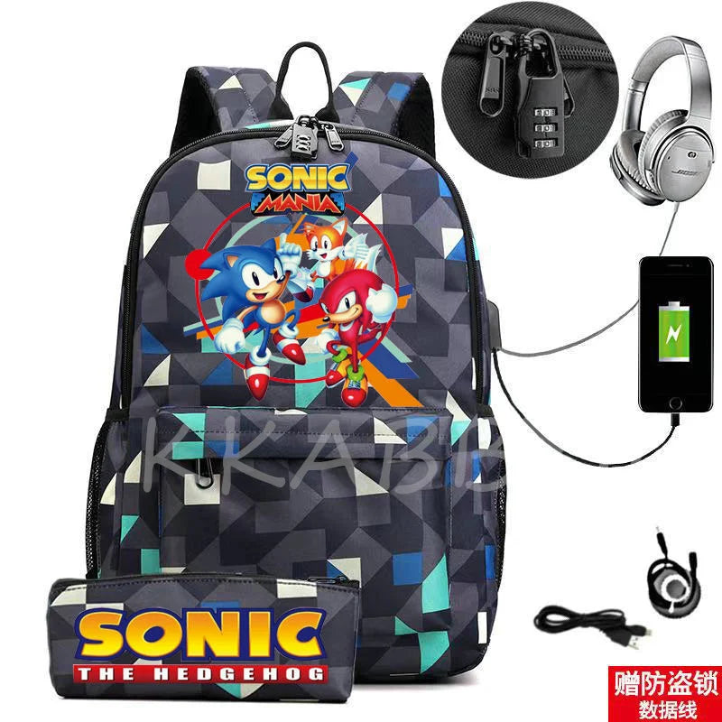 Canvas Anti-Theft USB Charge Backpack for Boys Girls Men Women