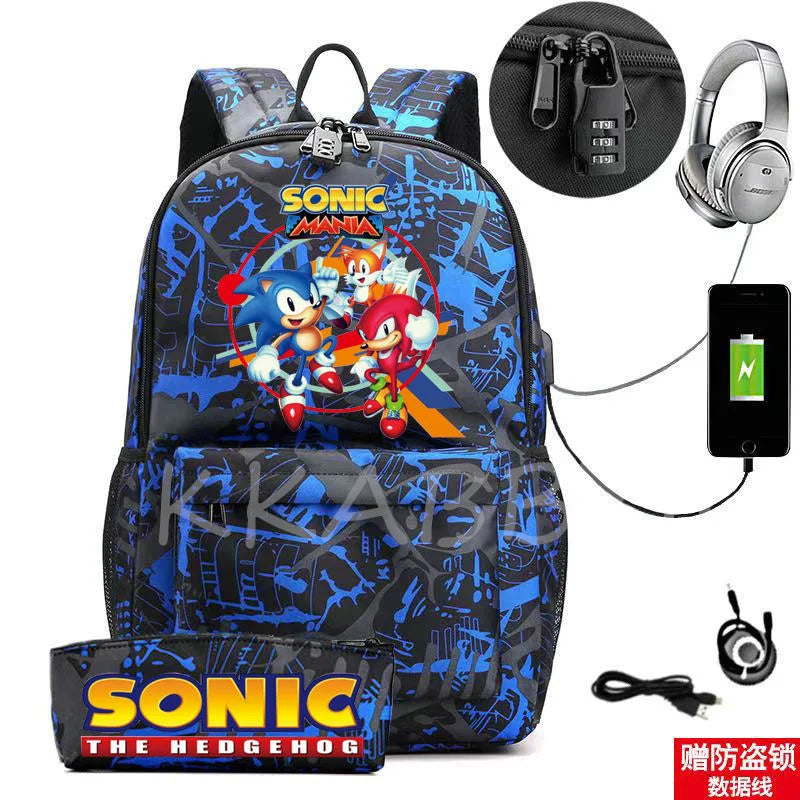 Canvas Anti-Theft USB Charge Backpack for Boys Girls Men Women