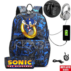 Canvas Anti-Theft USB Charge Backpack for Boys Girls Men Women