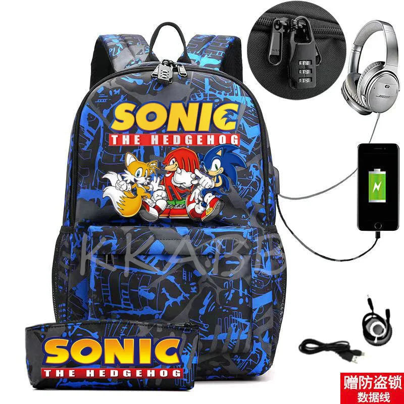 Canvas Backpack Teenager Boys Girls USB Charge School Bag Mochila Gift