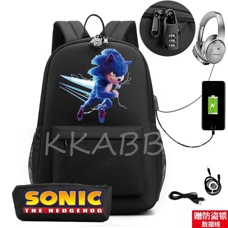 Canvas Backpack Teenager Boys Girls USB Charge School Bag Mochila Gift