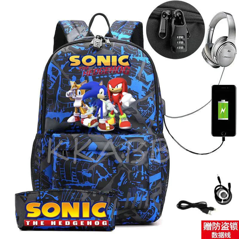 Canvas Laptop Backpack USB Waterproof Rucksack