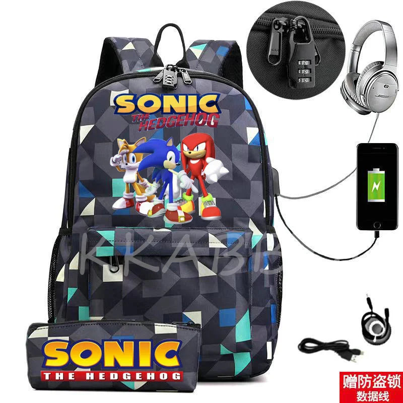 Canvas Laptop Backpack USB Waterproof Rucksack