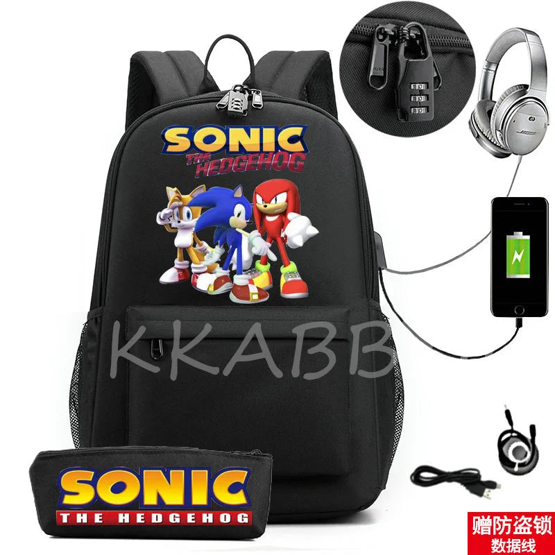 Canvas Laptop Backpack USB Waterproof Rucksack